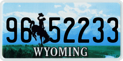 WY license plate 9652233