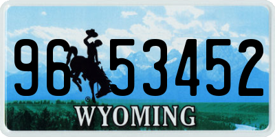 WY license plate 9653452