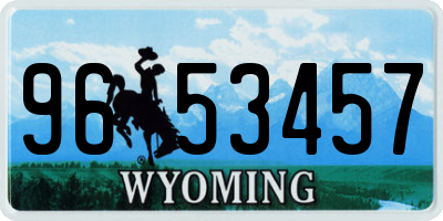 WY license plate 9653457