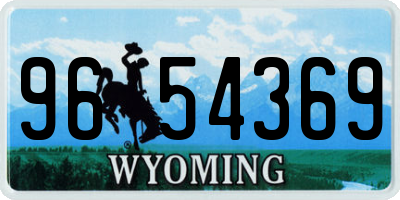 WY license plate 9654369