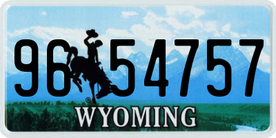 WY license plate 9654757