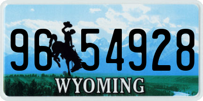 WY license plate 9654928