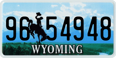 WY license plate 9654948