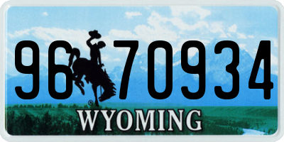 WY license plate 9670934