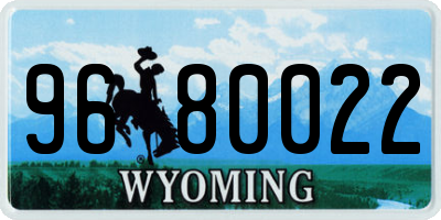 WY license plate 9680022