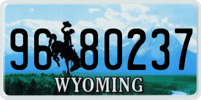 WY license plate 9680237