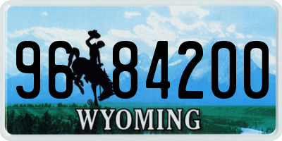 WY license plate 9684200