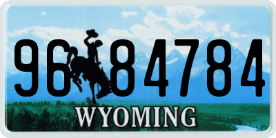 WY license plate 9684784