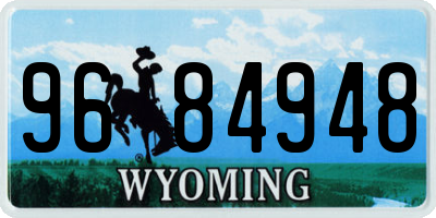 WY license plate 9684948