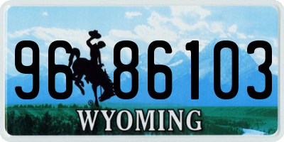 WY license plate 9686103
