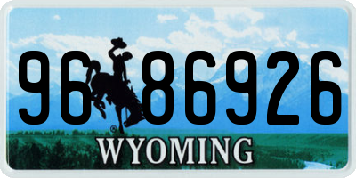 WY license plate 9686926