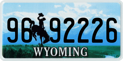 WY license plate 9692226