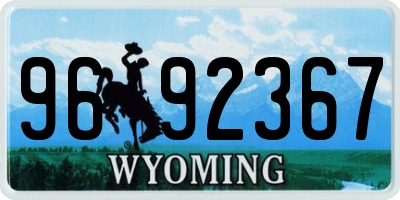 WY license plate 9692367