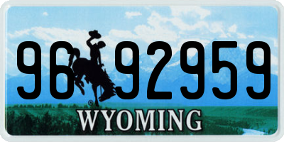 WY license plate 9692959