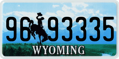 WY license plate 9693335
