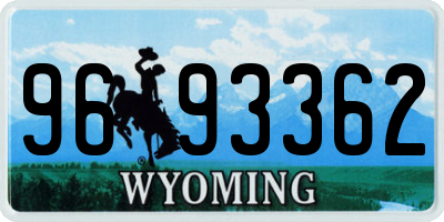 WY license plate 9693362