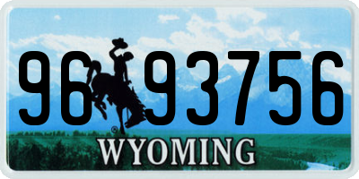 WY license plate 9693756