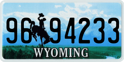WY license plate 9694233