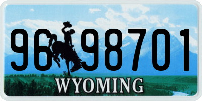 WY license plate 9698701