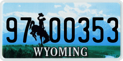 WY license plate 9700353