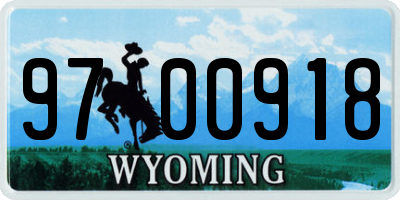 WY license plate 9700918
