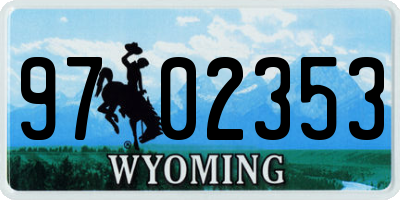WY license plate 9702353
