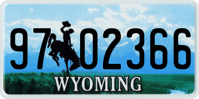 WY license plate 9702366