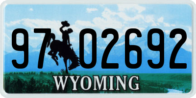 WY license plate 9702692