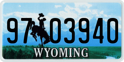 WY license plate 9703940