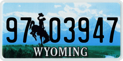 WY license plate 9703947