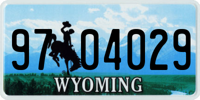 WY license plate 9704029