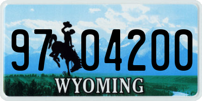 WY license plate 9704200