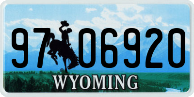 WY license plate 9706920