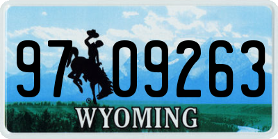 WY license plate 9709263