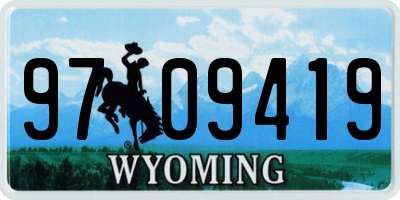 WY license plate 9709419