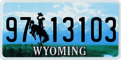 WY license plate 9713103