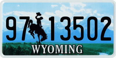 WY license plate 9713502