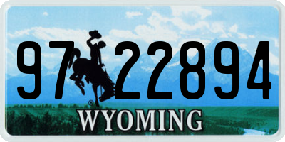 WY license plate 9722894