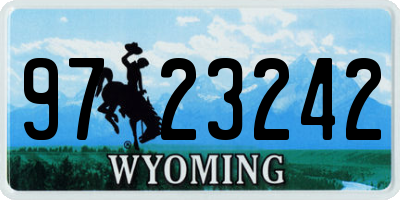 WY license plate 9723242
