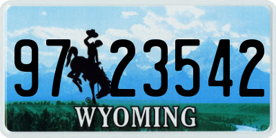 WY license plate 9723542