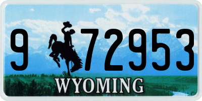 WY license plate 972953