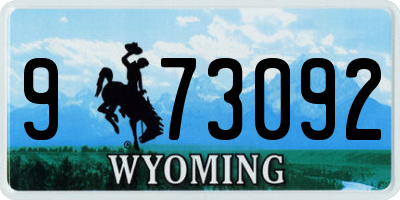 WY license plate 973092