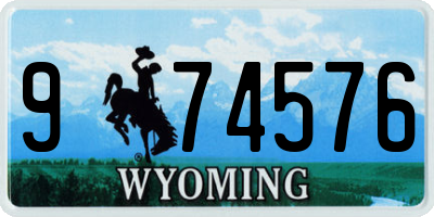 WY license plate 974576