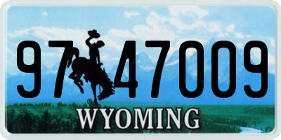 WY license plate 9747009