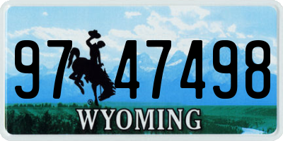WY license plate 9747498