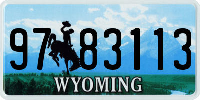 WY license plate 9783113