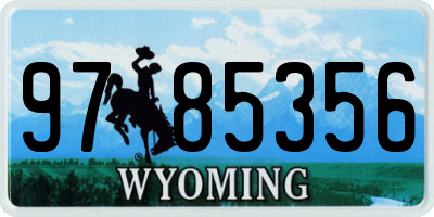 WY license plate 9785356