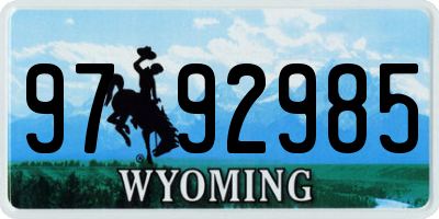 WY license plate 9792985
