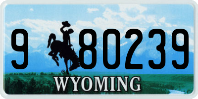 WY license plate 980239