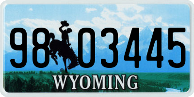 WY license plate 9803445